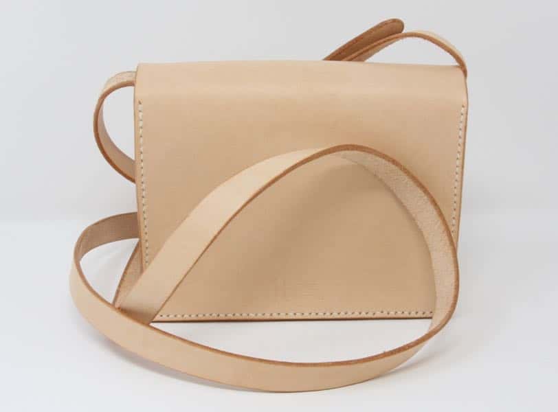 Back of small leather shoulder bag