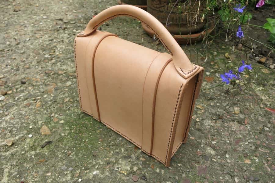 Back of mini satchel leather handbag