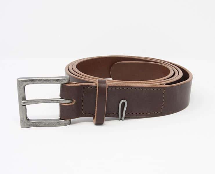 Bridle butt leather belt with anitque nickel buckle