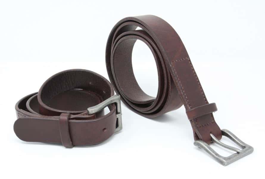 Italian leather belt with antique nickel buckle