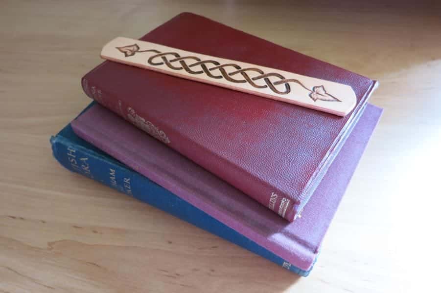 Ivy leaf leather bookmark in red book