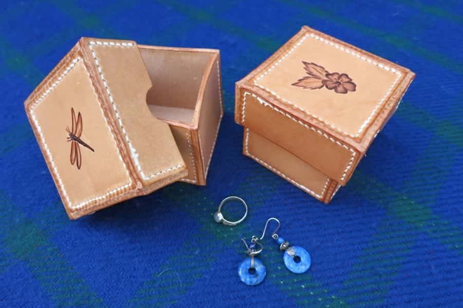 Small square box with earrings
