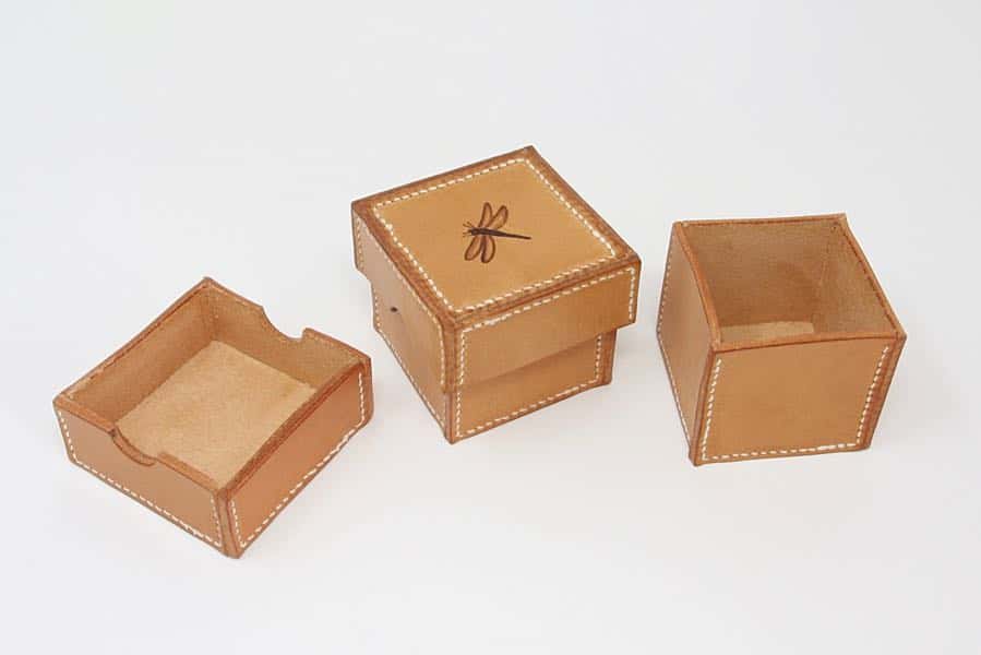 Small square box with dragonfly motif