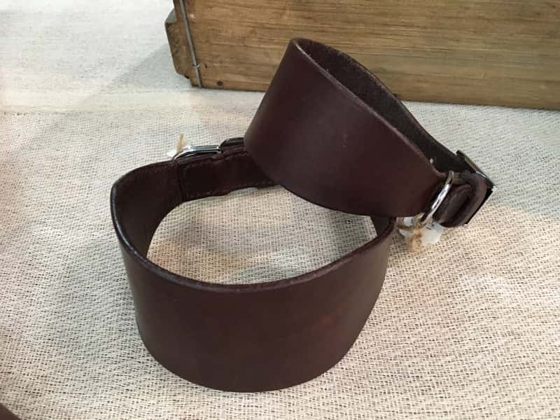 Italian brown leather Greyhound dog collar