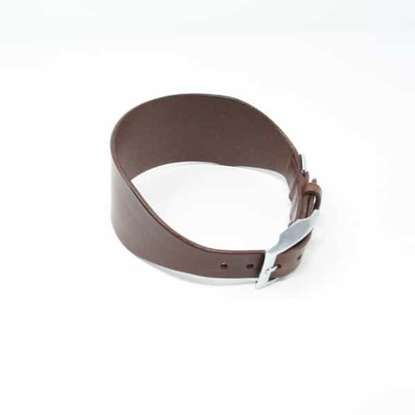 Brown leather greyhound collar with silver buckle