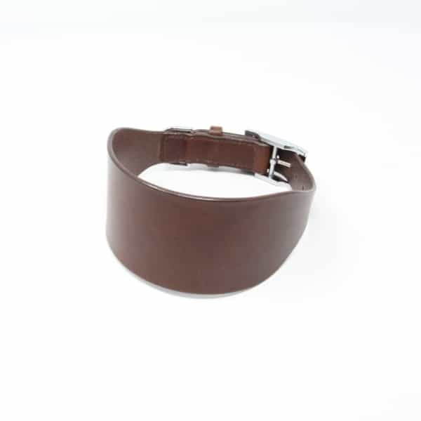 Brown leather greyhound collar with silver buckle