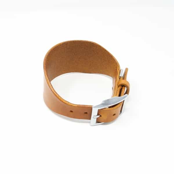 Tan leather greyhound collar with silver buckle
