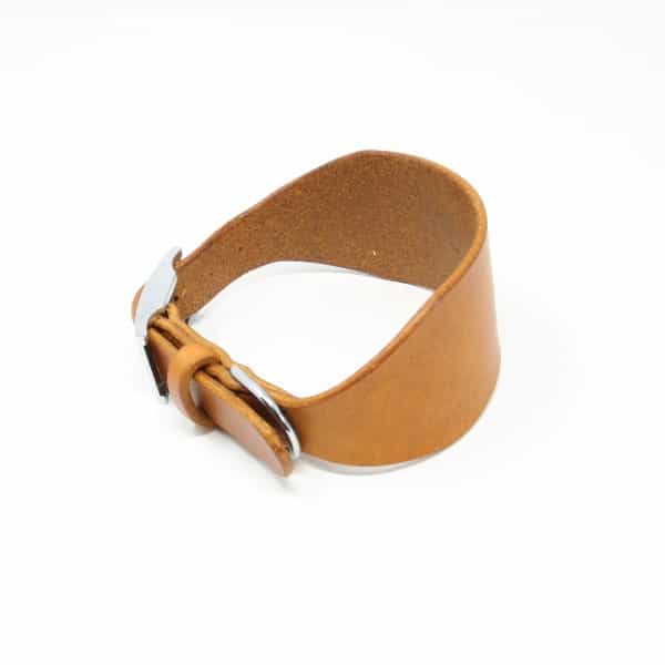 Tan leather greyhound collar with silver buckle