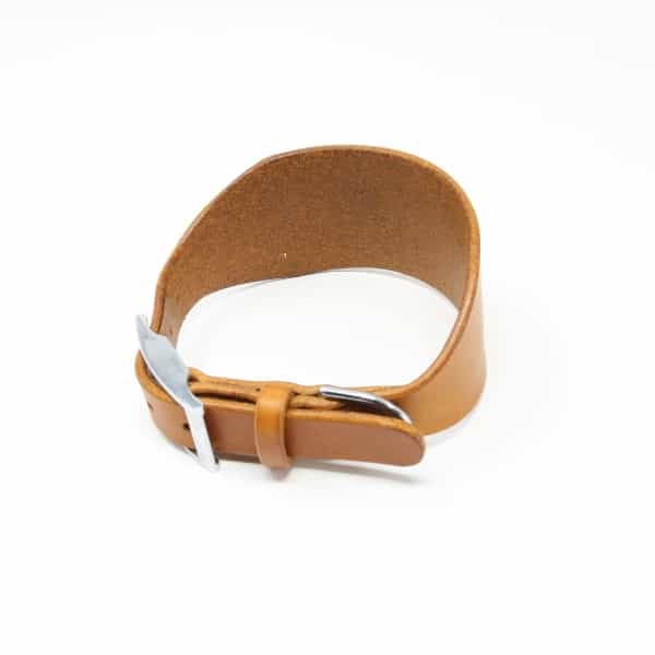 Tan leather greyhound collar with silver buckle