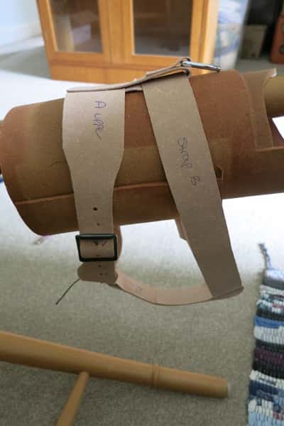 Side view of mock up leather dog harness