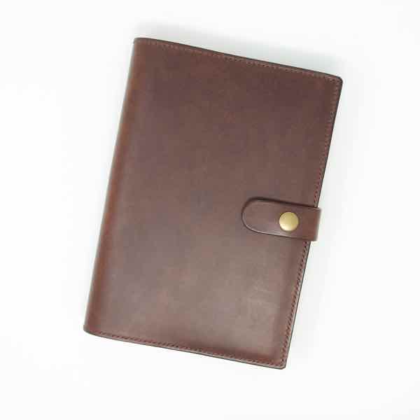 Brown leather journal cover front