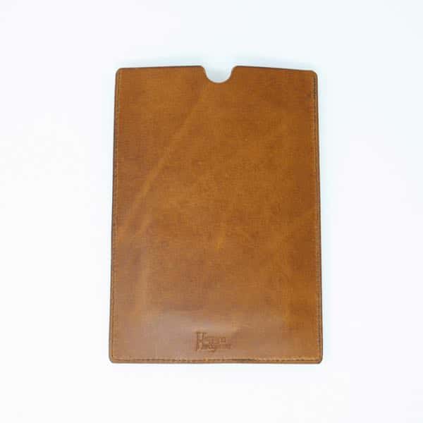 Brown leather tablet sleeve