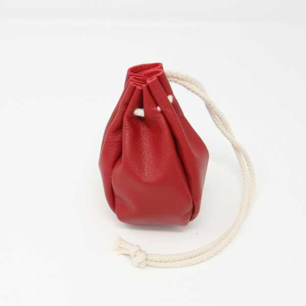 Red leather drawstring pouch