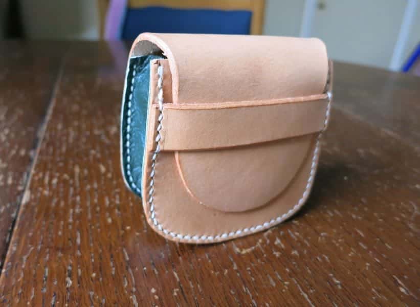 Leather large leather pouch closed