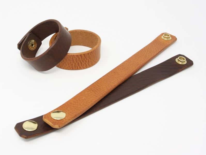 Tan and brown plain leather wristband